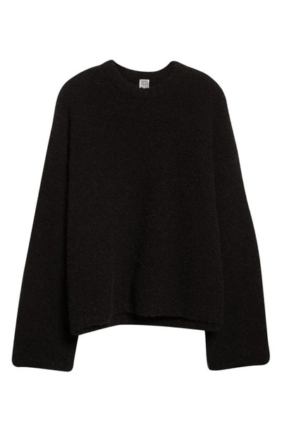 Shop Totême Boxy Wool & Alpaca Bouclé Sweater In Black