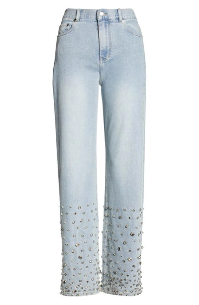 Simon Miller Sparkle Crystal-embellished Wide-leg Jeans In Light Wash  Sparkle | ModeSens