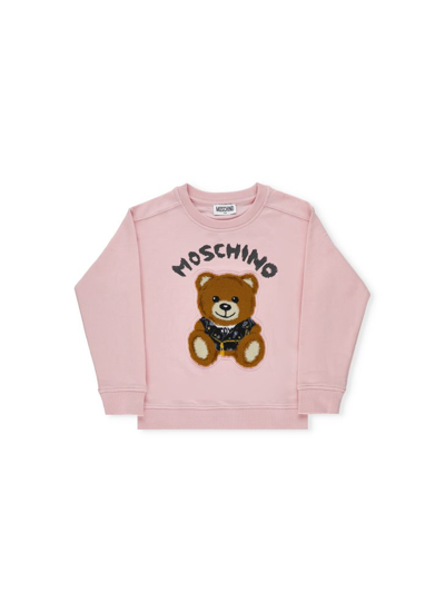 Shop Moschino Kids Logo Printed Crewneck Sweatshirt In Pink