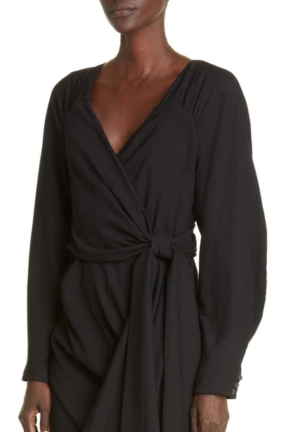Shop Dries Van Noten Dabrina Long Sleeve Wrap Dress In Black 900