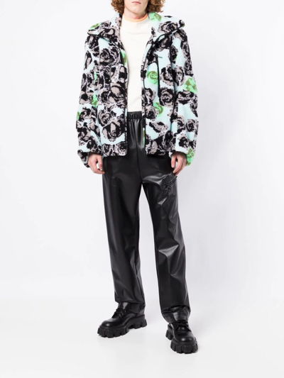 Shop Natasha Zinko Floral-print Oversize Fleece Jacket In Multicolour
