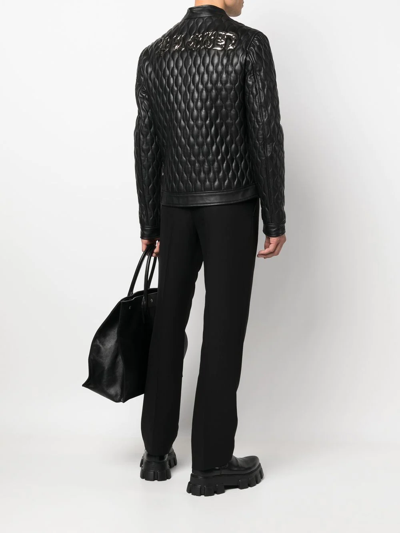 Shop Philipp Plein Gothic Leather Jacket In Black