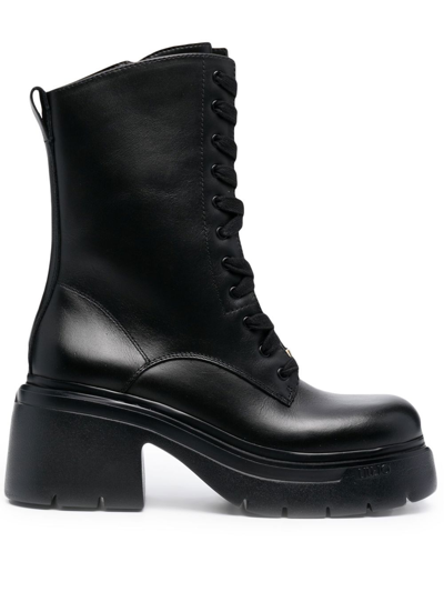 Shop Liu •jo 75mm Carrie Lace-up Boots In Schwarz