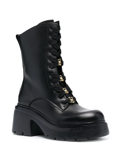 Shop Liu •jo 75mm Carrie Lace-up Boots In Schwarz