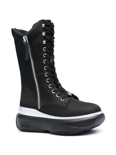 Liu •jo June Lace-up Boots In Schwarz