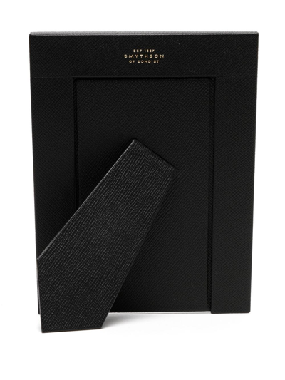 Smythson Leather Photo Frame In Black