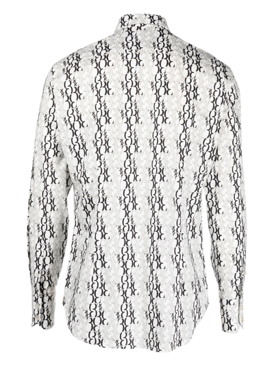 Shop Billionaire Monogram-print Long-sleeve Shirt In Weiss