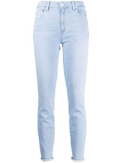 Shop Paige Mid-rise Slim-fit Jeans In Blue