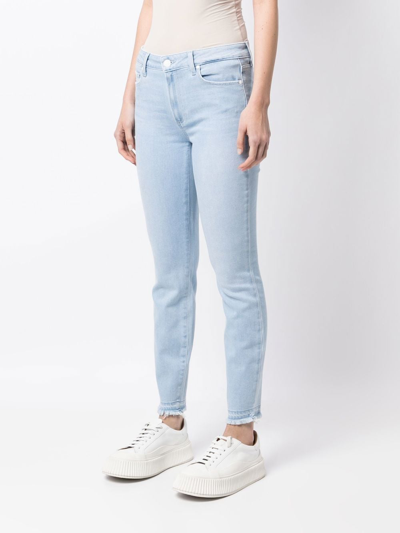 Shop Paige Mid-rise Slim-fit Jeans In Blue