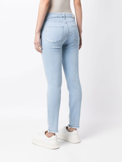 Shop Paige Mid-rise Slim-fit Jeans In Blue