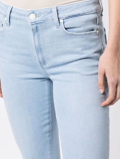 Shop Paige Mid-rise Slim-fit Jeans In Blue