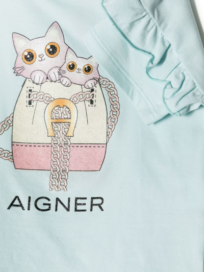 Shop Aigner Cat-print T-shirt In Blue