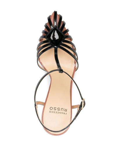 Shop Francesco Russo Pointed Strap-detail 105mm Sandals In Schwarz