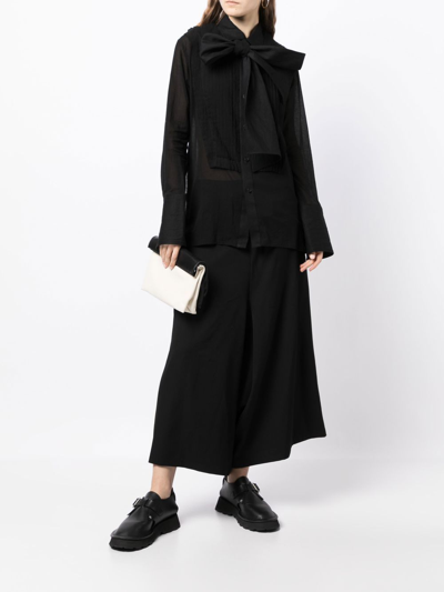 Shop Yohji Yamamoto Pussy-bow Collar Blouse In Schwarz