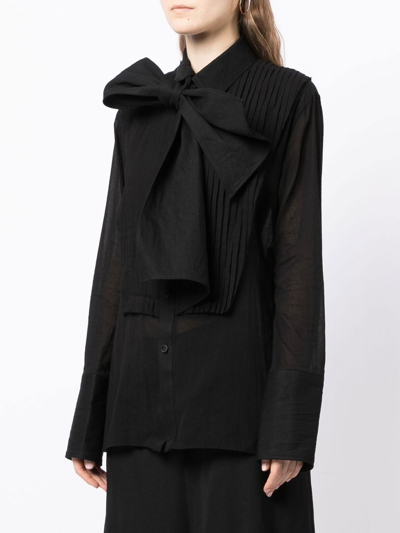 Shop Yohji Yamamoto Pussy-bow Collar Blouse In Schwarz