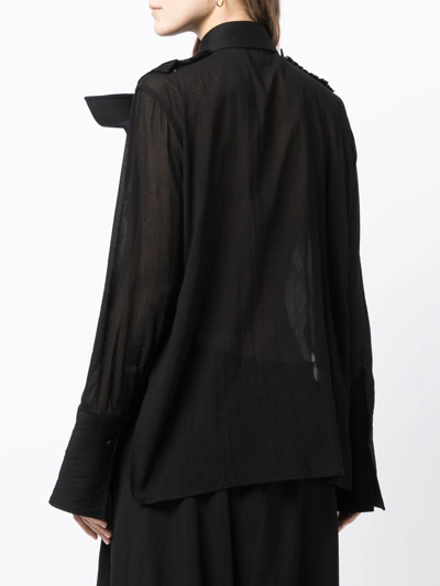 Shop Yohji Yamamoto Pussy-bow Collar Blouse In Schwarz