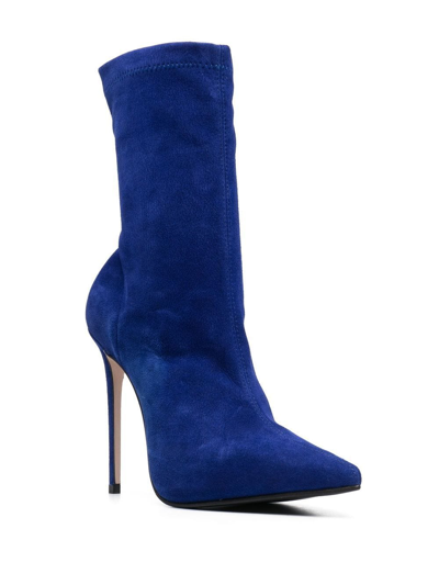 Shop Le Silla Eva Suede 120mm Boots In Blau