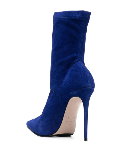 Shop Le Silla Eva Suede 120mm Boots In Blau