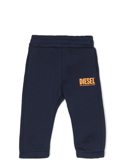 Shop Diesel Logo-print Leg Track Pants In Blue