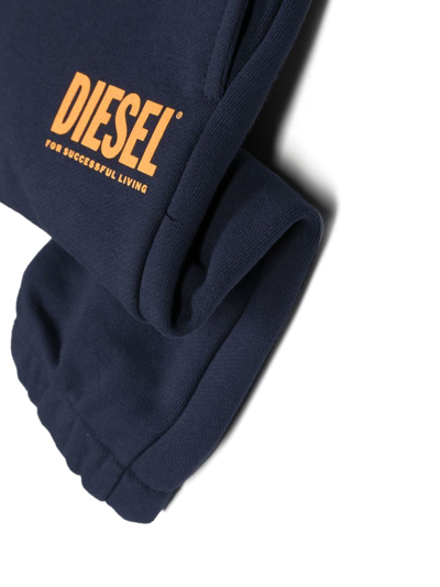 Shop Diesel Logo-print Leg Track Pants In Blue