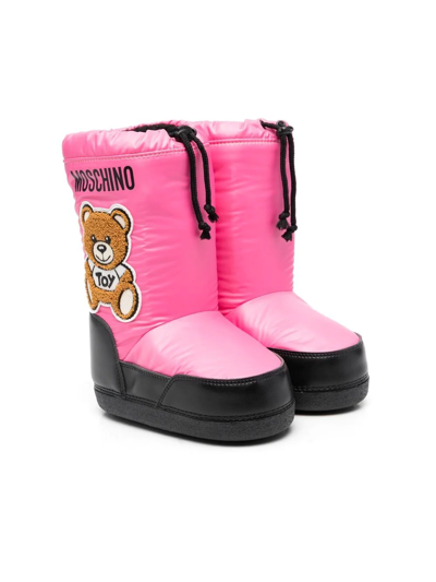 Shop Moschino Teddy Bear Snow Boots In Pink