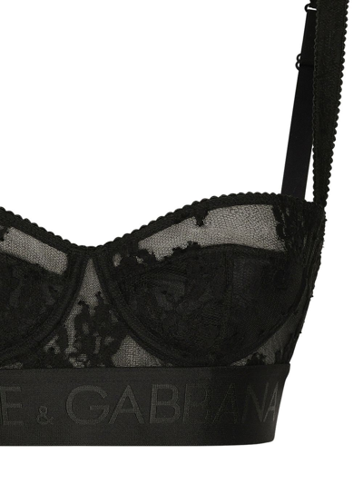 Shop Dolce & Gabbana Lace Balconette Bra In Black
