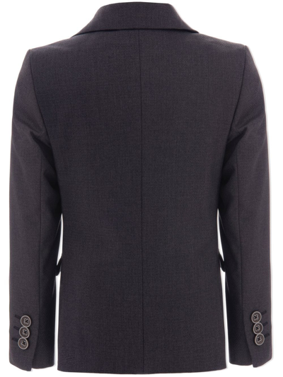 Moustache Gray Twill Peak Lapel Blazer In Grey