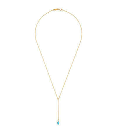 Shop Jennifer Meyer Yellow Gold, Diamond And Turquoise Lariat Necklace