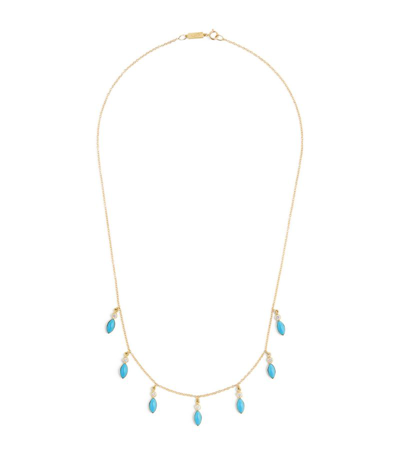 Shop Jennifer Meyer Yellow Gold, Diamond And Turquoise Shaker Necklace