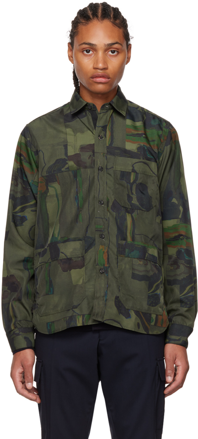 Shop Paul Smith Green Camouflage Print Shirt In 36 Greens
