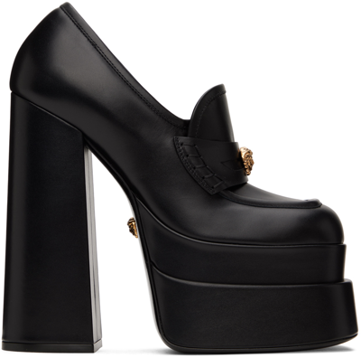 Shop Versace Black Aevitas Platform Heels In 1b00v Black-