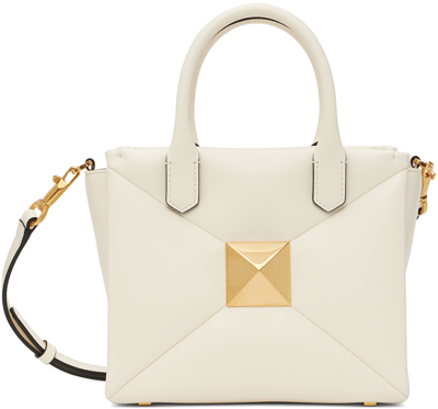 Shop Valentino Off-white One Stud Tote In 098 Ivory