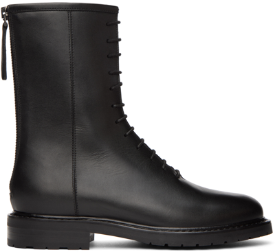 Shop Legres Black Leather Combat Boots