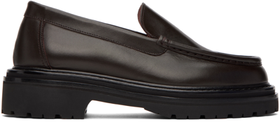 Shop Legres Brown Leather Loafers In Gray Brown
