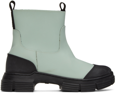 Shop Ganni Blue Recycled Rubber Ankle Boots In 559 Blue Haze