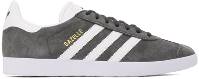 Shop Adidas Originals Gray Gazelle Sneakers In Dgh Solid Grey / Whi