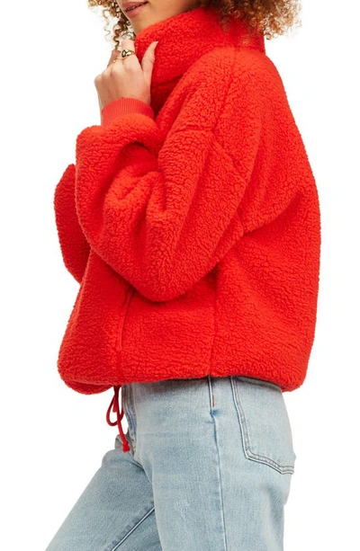 Shop Billabong Time Off Faux Fur Half Zip Pullover In Red Velvet