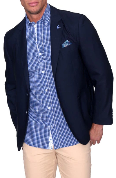 Tailorbyrd Textured Classic Two Button Notch Lapel Sport Coat In Navy