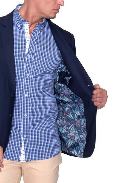Tailorbyrd Textured Classic Two Button Notch Lapel Sport Coat In Navy