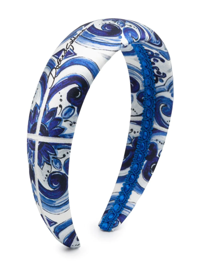 Shop Dolce & Gabbana Paisley-embroidered Hairband In Blue