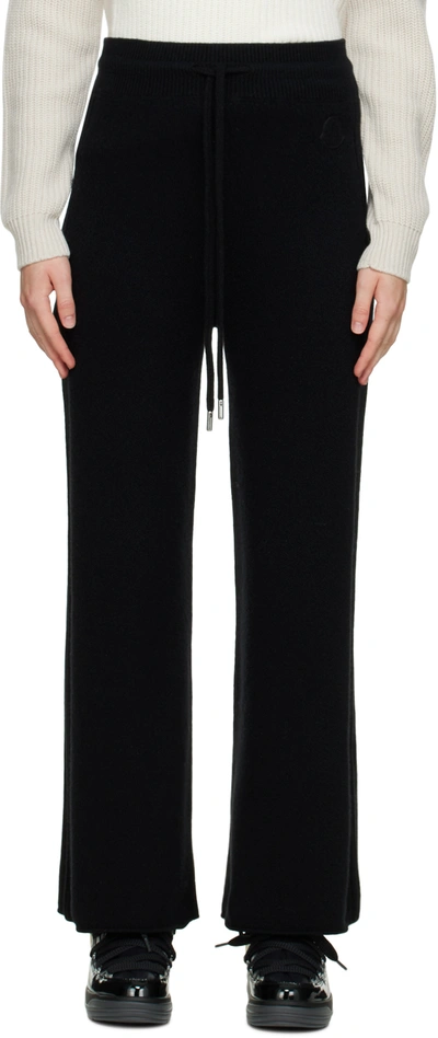 Shop Moncler Black Wide-leg Lounge Pants In 999 Black