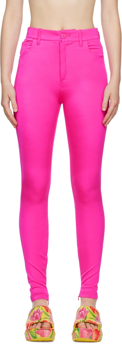 Shop Balenciaga Pink Bodycon Leggings In 6840 Lipstick Pink