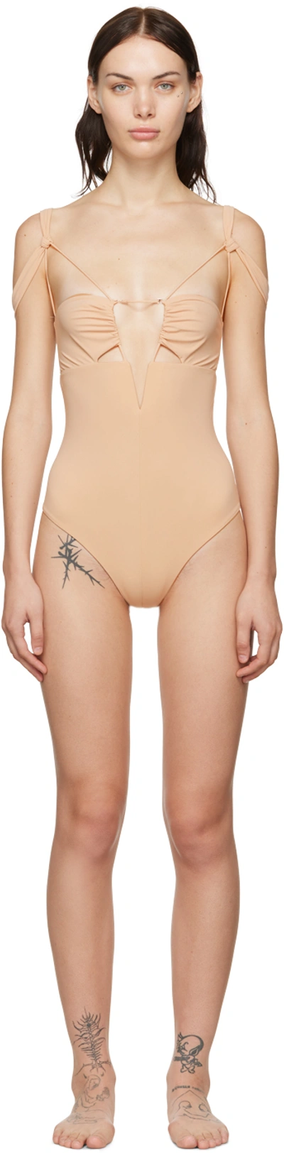 Nensi Dojaka Ssense Exclusive Beige One-piece Swimsuit In 509 Chanter