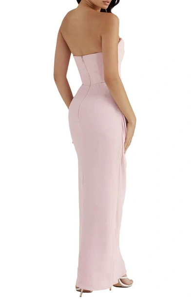 House Of Cb Adrienne Satin Strapless Gown In Pink Quartz