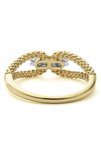 Lagos 18k Gold Superfine Caviar Beading And Diamond Ring In Gold Diamond