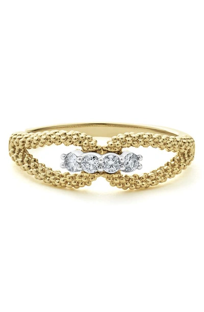 Shop Lagos Superfine Signature Caviar Diamond Station Ring In Gold Diamond
