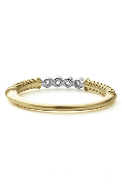 Lagos 18k White & Yellow Gold Signature Caviar Diamond Stacking Ring - Exclusive In Gold Diamond