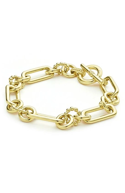 Shop Lagos Signature Caviar Fluted Link Toggle Bracelet In Gold