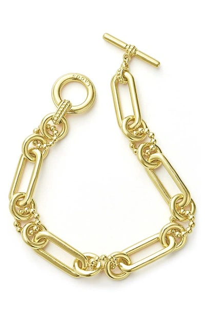 Shop Lagos Signature Caviar Fluted Link Toggle Bracelet In Gold