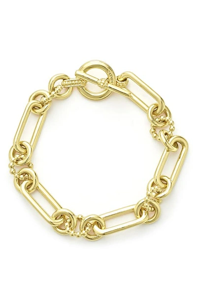 Shop Lagos Signature Caviar Fluted Link Toggle Bracelet In Gold